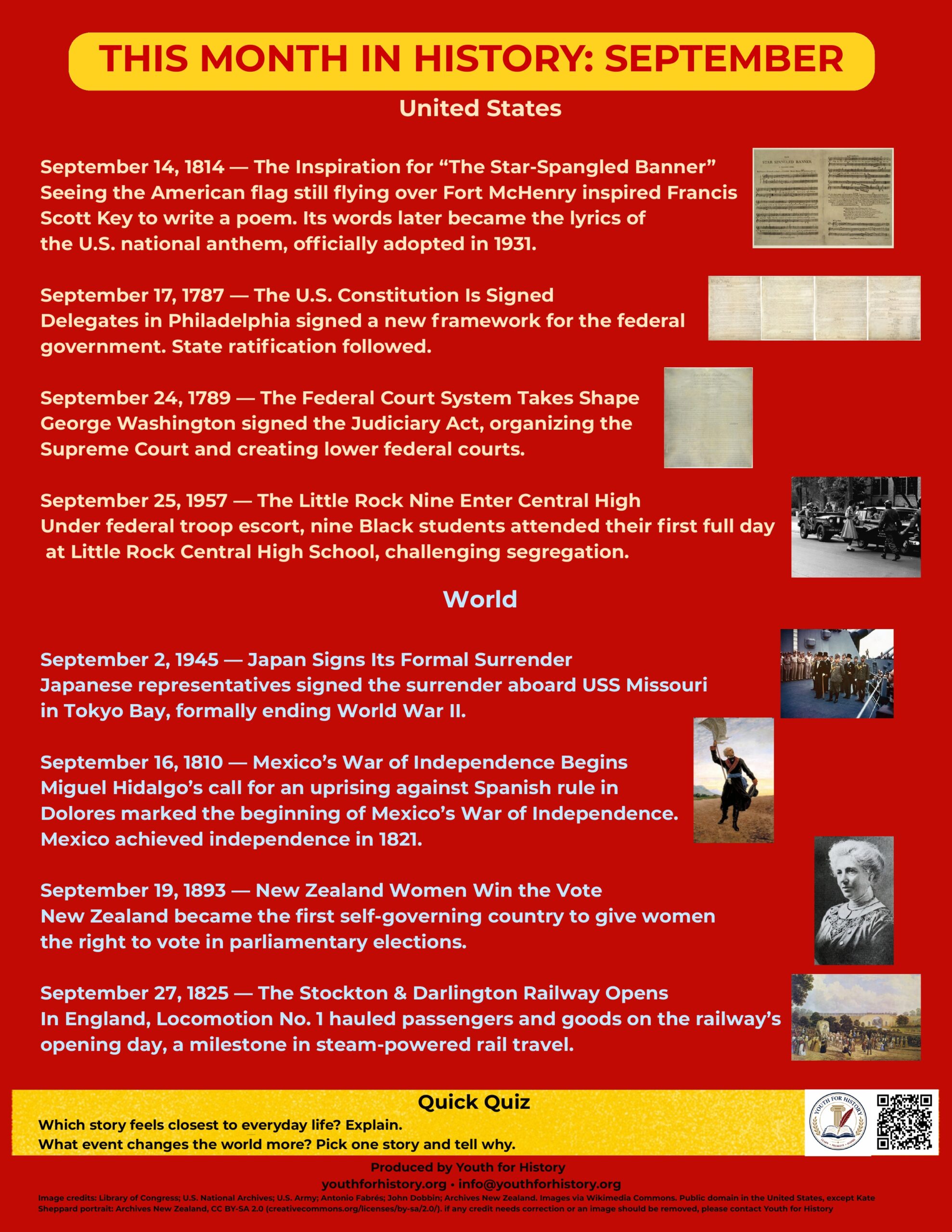 September 2026 history poster: This Month in History, with United States and world events