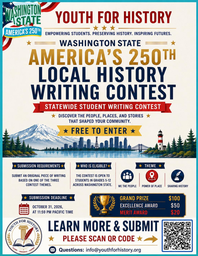 Washington State America's 250th Local History Writing Contest Flyer
