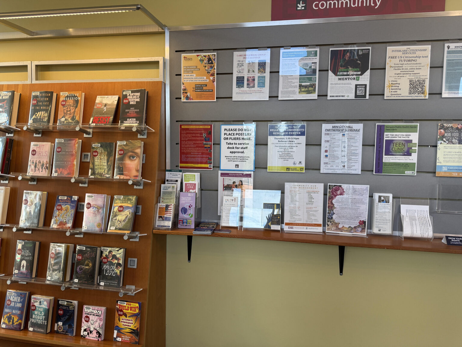 Monthly Posters Monthly history poster displayed beside the bookshelves at Lake Hills Library